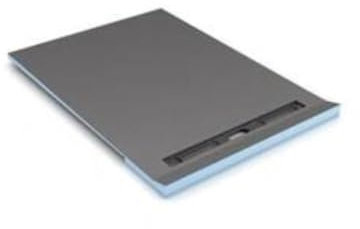 Receveur à carreler 120 x 120 cm avec écoulement linéaire pour plancher bois Wedi Rioligno