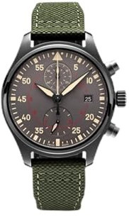 SOMKB Hohe Dichte Nylon Rindsleder Uhrenarmband Für IWC PILOT Portugal Stoff Uhrenarmband 20mm 21mm 22mm Armband Schwarz Armygreen Blau Rindsleder Handgelenk Gürtel, 21 mm, Achat