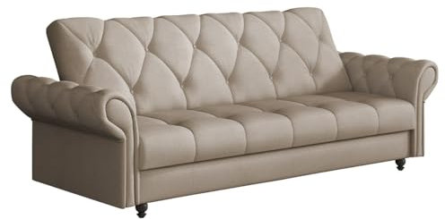 Mirjan24 Schlafsofa Beduna, Bettsofa mit abgerundete Armlehnen, Sofa mit Bettkasten und Schlaffunktion, Couchgarnitur, Schlafcouch, Sofagarnitur, Wohnlandschaft (Paros 02)