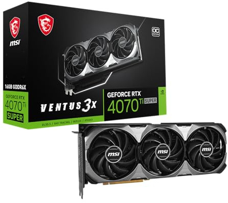 MSI Gaming RTX 4070 TI Super 16G Ventus 3X OC Graphics Card (NVIDIA RTX 4070 Ti Super, 256-Bit, Extreme Clock: 2655 MHz, 16GB GDRR6X 21 Gbps, HDMI/DP, Ada Lovelace Architecture)