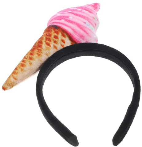 NOLITOY Eistüte-Stirnband Eiscreme- Neuheit Eiscreme-Haarreifen Mini-Lebensmittel-Kopfbedeckung Lustiges Make-Up Spa-Stirnband Cosplay-Kostüm Partyzubehör