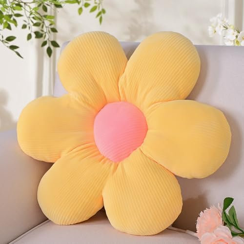 Yhoelata Blumenkissen Gelbes, Sitzkissen Boden Aesthetic Zimmer Deko Bedroom, Ganseblumchen Deko Kissen Kinderzimmer, Preppy Room Decor, Sofa Kissen 48 cm