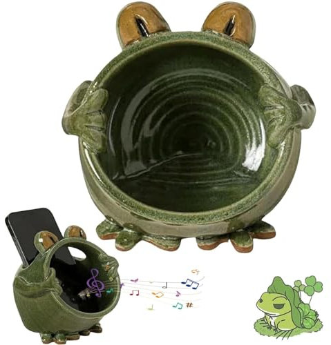 NIANE Phone Stand Sound Amplifier Frog Amplifying Phone Speaker,Mini Phone Stand Sound Amplifier Ceramic Cell Phone Holder, Phone Stand for Desk