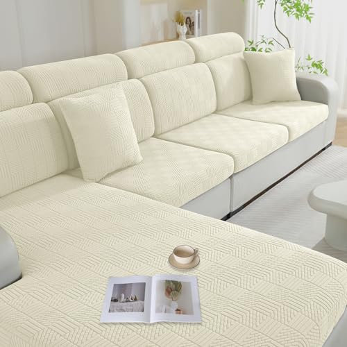 Ystyle Sofa Sitzkissenbezug Stretch, Sofa Sitzbezug, Elastischer Sofakissen Bezug, Universal Sofa Sitzkissenbezug, Kissenbezüge rutschfest Und Weich (Beige, Chaiselongue)