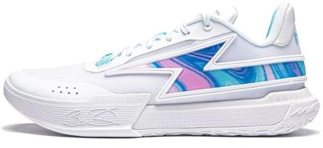 LI-NING Herren Basketballschuhe Sneaker Turnschuhe Trainingsschuhe Mode Sport Basketball Schuhe Wade Flash Weiß Blau EU 43 2/3