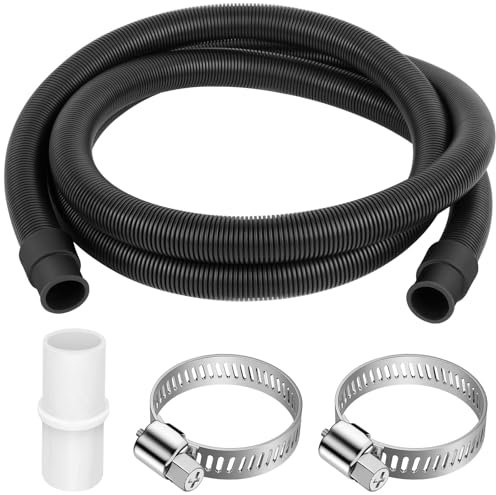twoonto Washing Machine Drain Hose Extension Set - 2M Black, Universal, Including Connector and Clamps