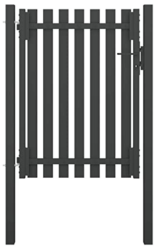 IKAYAA Gartentor Stahl 1x1,7 m Anthrazit, Gartentore, Einfahrtstor, Gartentür, Tor Garten, Gartenpforte, Garten Tore