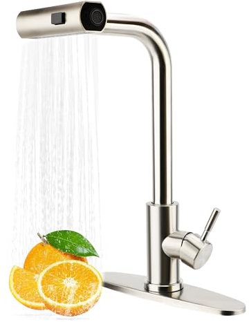 Grifo para Fregadero de Cocina, Acero Inoxidable 304, 3 Modos con Pulverizador, Agua Fría y Caliente, Ajustable, a Prueba de Salpicaduras para Lavar Verduras y Frutas (3/8)