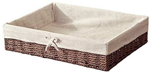 Wicker Fruit Bread Storage Basket Vintage Faux Rattan Woven Rectangular Bins Sweet Bowknot Farmhouse Desktop Sundries