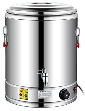 IGHSNZUH Commercial Insulated Bucket, Hot Water Boiler, 304 Stainless Steel, with Thermostat Control, Commercial or Office Use, Silver,no faucet(With Faucet,70L)