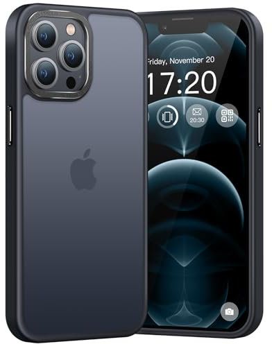 PuyaTeya Upgrade für iPhone 12 pro max Hülle, [Militärschutz] Stoßfest Schutzhülle Samtige Touch Matt Anti-Kratzen Anti-Glatte Anti Fingerabdruck Handyhülle für iPhone 12 pro max(Schwarz)