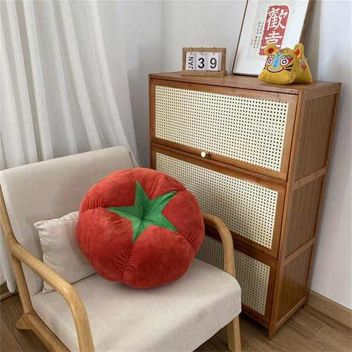 Plüschtier Obst Gemüse Stofftier, Pillow Kissen Pilz Tomate, zum Spielen und Kuscheln, Weiches Schmusetier für Mädchen, Jungen, Babys (45 cm,Tomate)