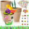 Herefun 15 Piezas Macetas Biodegradables, Maceta de Semillas de Fibra Biodegradable, Semilleros Germinacion para Plántulas Sembrado con 50 Etiquetas para Plantas para Jardín Semillas y Trasplantes