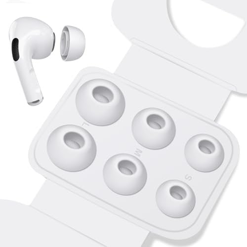 HEEKIM Airpods Pro/Airpods Pro 2 mit Loch zur Geräuschreduzierung, 3 Paar Silikon-Ohrstöpsel Anti Rutsch Soft Silikon Airpods pro Ersatz-Ohrstöpsel Aufsätze (S/M/L) (Weiß – Silikon)