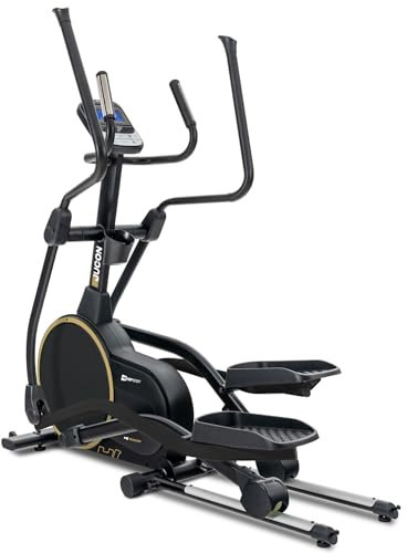 Hop-Sport HS-250CF Jucon Crosstrainer für zuhause bis 150kg – klappbarer Ellipsentrainer mit App Steuerung, 12 Programmen, 24 Schwungmasse – gelenkschonendes Ganzkörpertraining (Schwarz Gold)