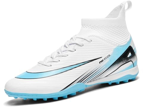 BLBK Crampon Foot Homme pour Homme - Unisexe - pour l'extérieur et Les Jeunes - Gazon synthétique - Entraînement en Plein air - Chaussures de Football Professionnelles, Blanc Tfs, 41 EU