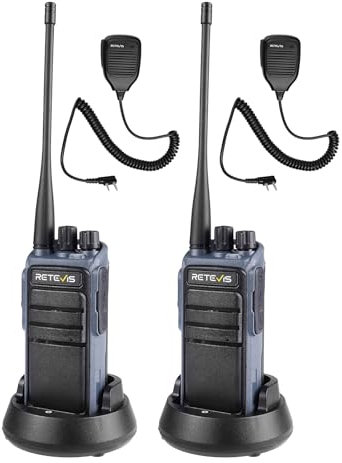 Retevis C64 Walkie Talkie Sprachsteuerungs, Funkgeräte mit Großer Reichweite, 2500 mAh, 64 Kanäle, Handfunkgerät mit Lautsprechermikrofon für Erwachsene Sicherheit, Notfälle (Schwarz, 2 Stück)