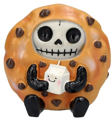 Furrybones Figur 'Choco Chip' – Skurriles Skelett im Keks-Kostüm, handbemalte Cookie Deko, 6 cm Höhe