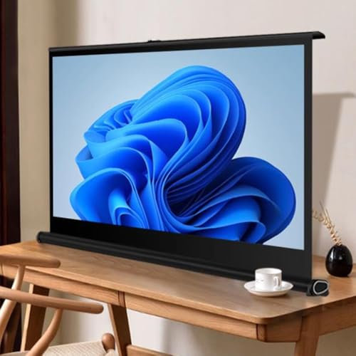 SMELEDFCFK Tragbar Desktop Projektionswand Mobile Beamer Leinwand Im Freien 20 30 40 50 Zoll Projektion Leinwand Anti-Falten, Bodenstehende ﻿(20inch-16:9)