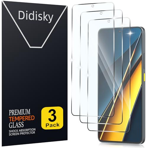 Didisky (3 Piezas Protector Pantalla para Xiaomi Poco X6 Pro 5G, Poco X6 5G 6.67, Cristal Templado 9H Dureza, Antihuellas, Sin Burbujas, Ultra Transparente, Ultra Resistente