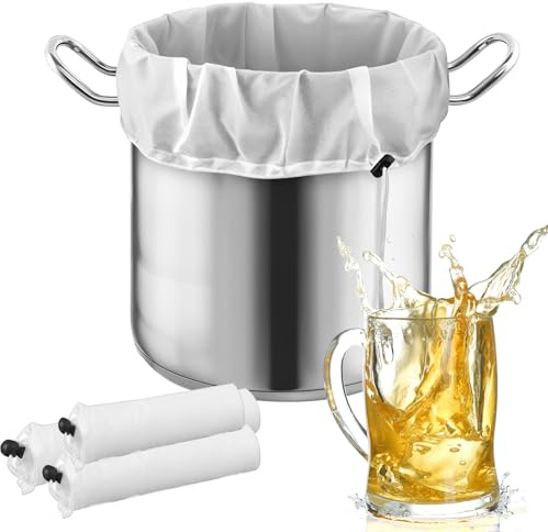oruola 3 Stück Filter Braubeutel, Filterbeutel Siebbeutel, Maischesack, Passiertuch Wiederverwendbar, Abseihtuch, Seihtuch, Brühbeutel Filter für Bier,Wein,Saft,Koffee (3 Größen)