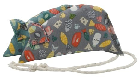 Molly's Mice Scatter on Teal and Grey Pack of Two Catnip Mice