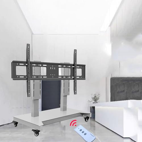 PLMNBQWE TV Wall Mount' Table Top Mobile TV Cart on Wheels - Motorized TV Mount - Motorized TV Lift, Mobile TV Stand Cart with Height Adjustable, 4 S