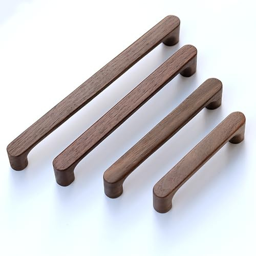 KOVNISE 2 128MM Schrankgriffe aus Massivholz Schwarze NussholzHolzgriffe | Originelle Holzfarbe Schlichter Grips Moderner Stil für Schränke Tür Schublade Kommode Bücherschrank Umkleidebtisch Griffe