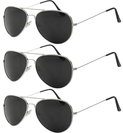 TUONYIS 3 Pièces Lunette Soleil Enfant, Protection UV400 Pilote Lunettes de Soleil pour Enfant, Trendy Métal Lunettes pour Enfants pour 4-11 Ans Garçon et Fille (Noir)