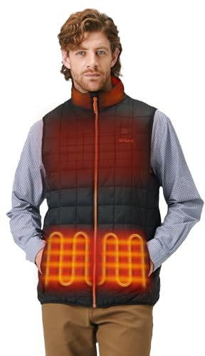 ORORO Men's Lightweight Quilted Heated Gilet with Power Bank, Heated Square Quilted Vest (Neutral Black,M)