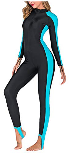 Generisch Traje de baño para mujer 52 Plus traje de baño de manga larga traje de neopreno traje de protección solar traje de baño de medusas traje de baño mujer rojo, azul, S