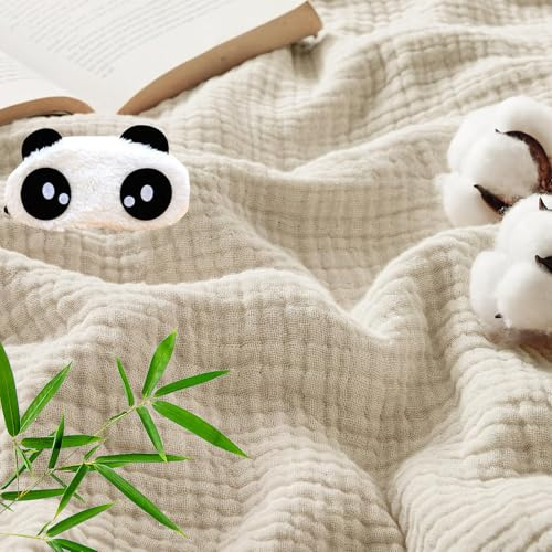 Gienslru Musselin Decke, Sanfte Musselindecke -100% Natürliche Musselin-Baumwolle, Montivo Musse-lin Dec-ke 150 x 200, Musse-lin Dec-ke Erwachsene Sommer, Unglaublich Weich (Beige, Normal(130x150))
