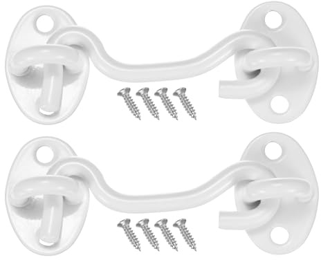 M METERXITY 2-Pack Hook Eye Latch 3 Inch/80mm 201 Stainless Steel White | Barn Door Lock, Gate Latch, for Gate, Shutters, Window, Cabinet, Bathroom