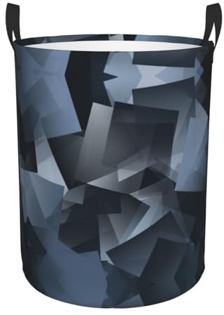 Gray Mosaic Circular Laundry Basket Dirty Clothes Storage Hamper Collapsible With Handles Bedroom Bathroom
