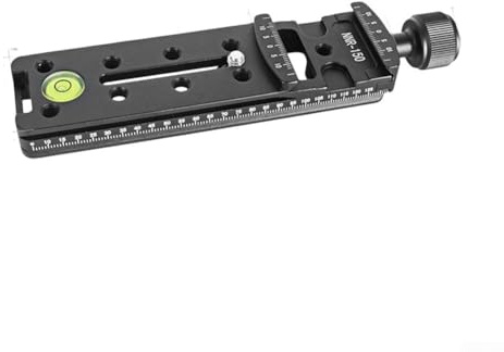Linnkyfloa Kameraschiene aus Aluminium mit Präzisions-Wasserwaage und Schnellwechselplattenklemme für Stativ, 100 mm, Schwarz für genaue horizontale Ausrichtung (150 mm)