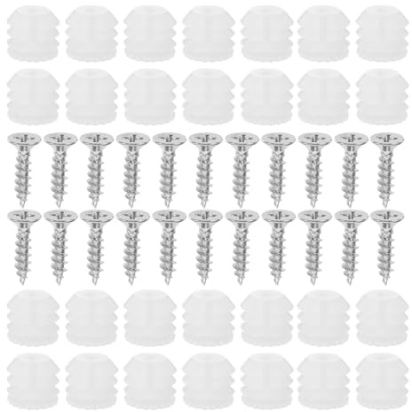 ANDRESLAD 200 Sets Plastic Expansion Plug Cabinet Accessories with Self Tapping Screws Furniture Hinge Dowels for Secure Cabinet Door and Connections Multipurpose Kitchen and Bathroom