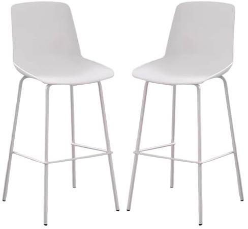 Frühstücksstuhl 2er Set Kunststoff Barhocker mit Rückenlehne und Fußstütze für Küche Theke Restaurant Wohngarage Camping Campervan Gangstuhl Ganghocker Büro