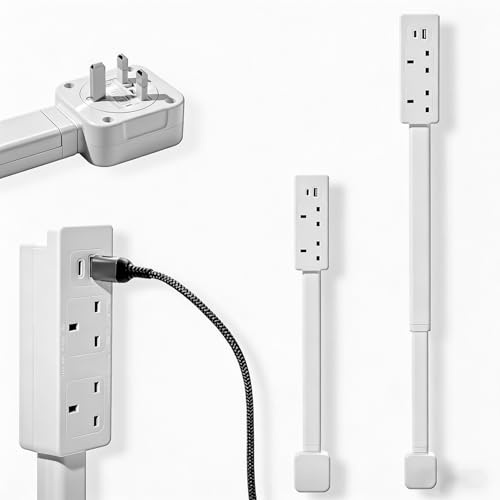Cautis Outlet Extender Stick, 3 AC Outlets, USB-A & Type-C, 180 Swivel
