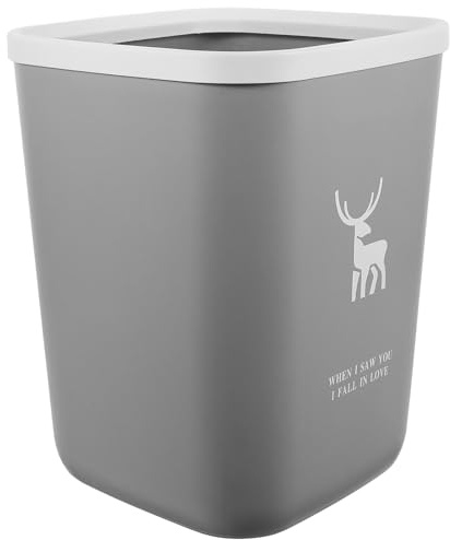 Garneck Poubelle Ménagère sans Couvercle 10l en Pp, Facile à Nettoyer et Réutilisable, Cuisine et Chambre, Design Simple et Compact Gris