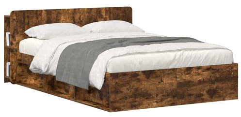 vidaXL Kopfteil Schrank mit Speicher Geräucherte Eiche Holzwerkstoff, Stylischer U-förmiger Holz-Kopfbereich, Multifunktionale Kommode, Moderne Möbel, Organisierer, Stauraumlösung