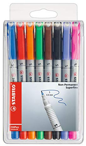 STABILO - Folienstift - OHPen universal - wasserlöslich superfein - 8er Pack - mit 8 verschiedenen Farben