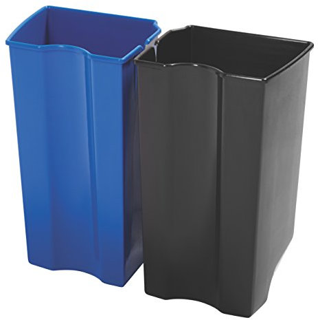 Rubbermaid Commercial Products Slim Jim 1902006 30 Litre Front Step Step-On Stainless Steel Wastebasket Dual Rigid Liner Set