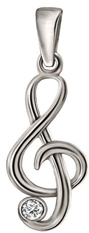 CLEVER SCHMUCK Anhänger Notenschlüssel Silber 20 mm glänzend mit Zirkonia weiß STERLING 925 Musiker Schmuck in Faltbox