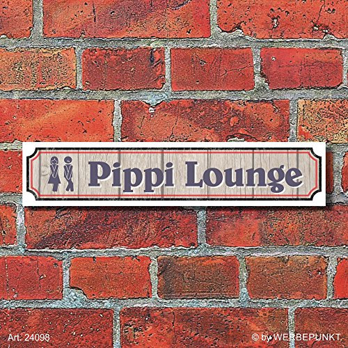 WERBEPUNKT. Vintage Schild Retro Deko Straße Pippi Lounge Toilette 52 x 11 cm