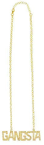Boland 64335 - Halskette Gangsta, 1 Stück, Einheitsgröße, Wort an einer goldenen Kette, Modeschmuck, Verkleidung, Accessoire, Kostüm, Karneval, Hip Hop, Mottoparty
