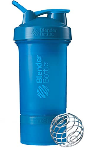 Blender Bottle ProStak - 22oz Protein Shaker Cup Water Bottle incl 150cc and 100cc Jar,Cyan,650 ml