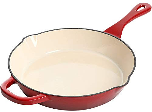 Crock Pot Artisan 10 Inch Enameled Cast Iron Round Skillet, Scarlet Red