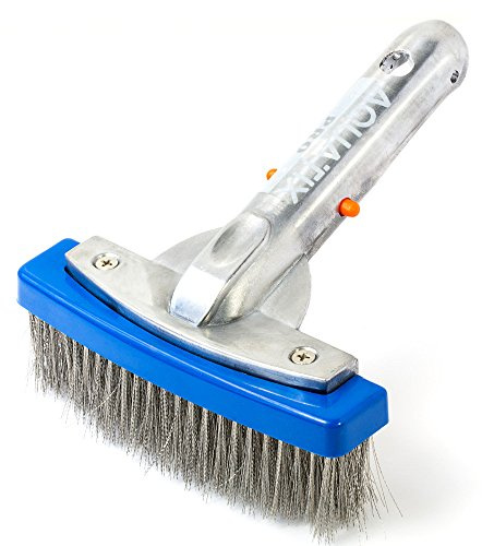 Aquatix Pro Heavy Duty Pool Brush, Durable 5 Swimming Pool Cleaner Brush Best for Tackling Algae & Stubborn Stains, Aluminium Handle & Stainless Steel Bristles, Suitable for Concrete & Gunite Pools. | Aluminium Handle, Tackles & Cleans Stubborn Stains in Swimming Pools, Steps, Walls, Tiles, Best for Concrete & Gunite Surface