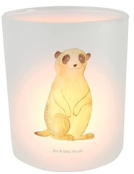 Mr. & Mrs. Panda Deko Windlicht Erdmännchen - Geschenk, Kerzenlicht, Windlicht Kerze, Teelichthalter, Afrikareise, Afrika, Weltreise, Kerzenglas,