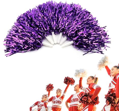 DEWIN Cheerleading Poms, 6 Stück Sport Pompons Cheer Party Tanzzubehör Tool für Sporttreffen Stadion Party Urlaub Feiern (Lila)